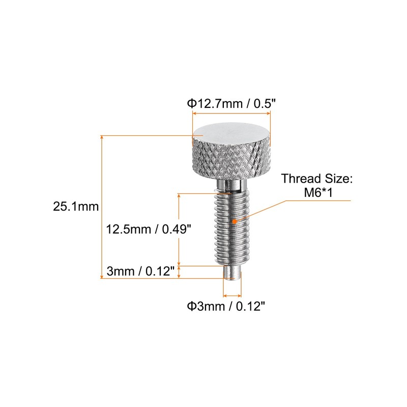 QUARKZMAN Pack of 2 Spring Plunger with Knurled Handle M6