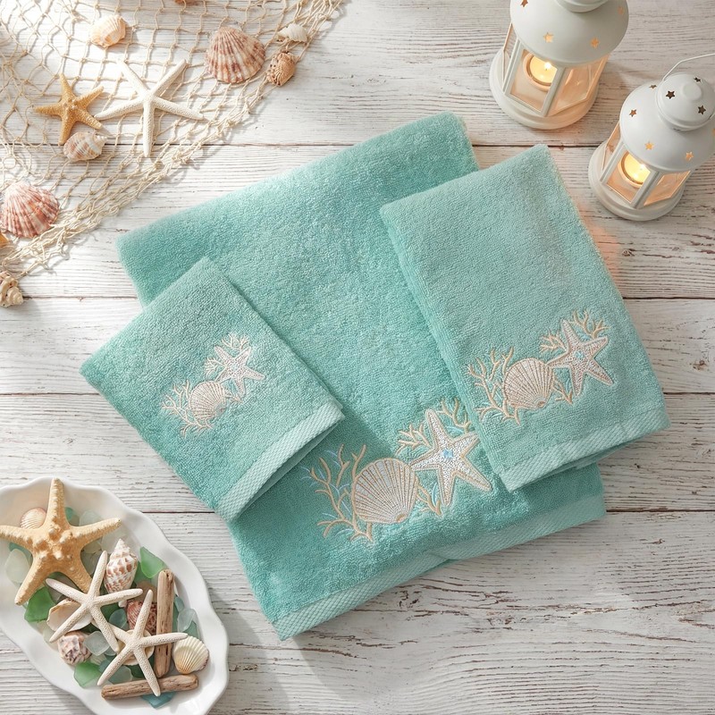 Gilprop 3 Pcs Coastal Ocean Bath Cotton Towels Set Including