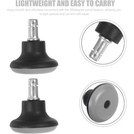 5 Piezas Rueda de Pu Sólida para Silla de Oficina, Negra