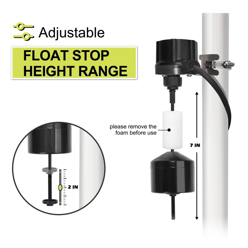 FLUENTPOWER Sump Pump Universal Vertical Mechanical Float Switch, Black