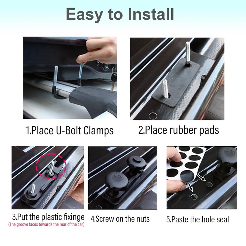 Lotcesfun Roof Box U-Bolt Clip Stainless Steel Universal Inner Width