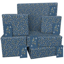 Luxury ECO Gift Wrap - 6 sheets/tags - Blue Typha - Birthday - Recycled & Recyclable Wrapping Paper - Re-wrapped - for Him Men Male Husband Adult