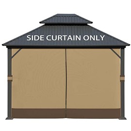 Aoodor 10' x 12' Gazebo Curtain Set Protecting Privacy Side Walls 4 Panels (Curtain Only)