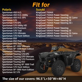 EVRBUL Heavy Duty 420D ATV Cover Windproof Quad Cover 96.5″L×50″W×46″H Compatible with Can-Am Polaris Suzuki Honda All Weather Waterproof and Dustproof 4 Wheeler Cover