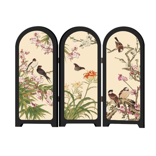 Fenteer Foldable Screen Ornament Desktop Screen Model Crafts 3 Panel
