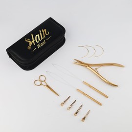 Hair Want Hair Extension Pliers Kit for Micro Beads Microlink Pliers with 2 Holes Detachable Hair Loop Pulling Needle Tool for Sewing Weft Extensions Feather Extensions Metal Hair Clips