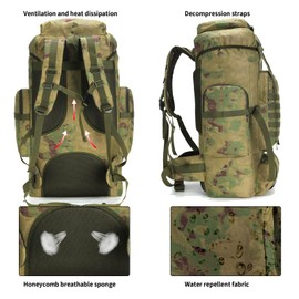 W WINTMING Hiking Backpack for Men 70L Camping Backpack Military Rucksack Molle 3 Days Assault Pack for Climbing