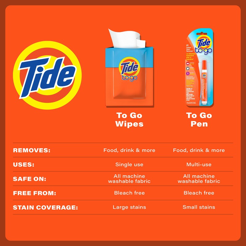 Tide Stain Remover for Clothes, Tide To Go Wipes, Instant