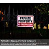 Private Property No Trespassing Metal Sign (4 Pack), 10 x
