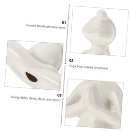 Mipcase 2pcs Ceramic Yoga Frog Figurine Unique Indoor Adornment for Home Decor Delicate Craftsmanship Durable Material Tabletop Ornament for Meditation Zen Culture