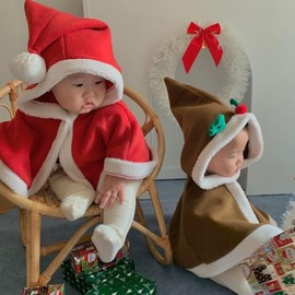 Baby Christmas Cape Autumn/Winter New Children's Style lf1527 Free Size/100cm Cape Dark Brown Horns 4ea