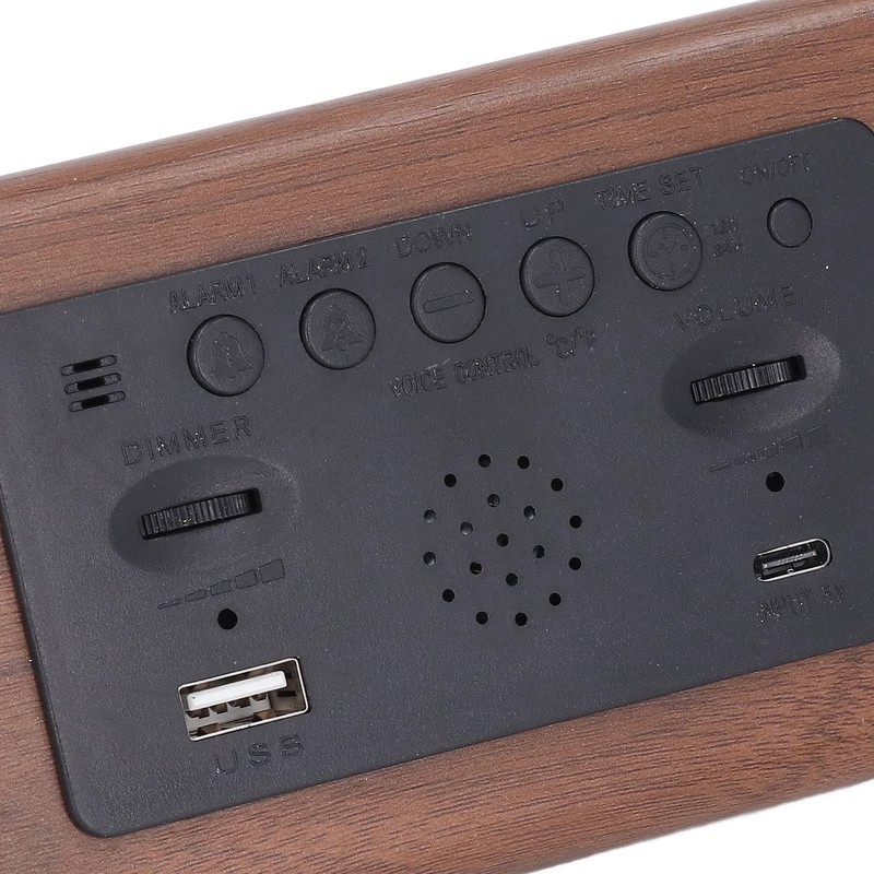Wooden Digital Alarm Clock, LED Clock Electric Clock LCD Digital