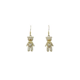 E0722 Dainty Clear Rhinestones Deco Mini Teddy Bear Shape Drop Dangle Earrings Dainty Earrings for Women – Elegant Minimalist Fashion Accessories Stylish Additions