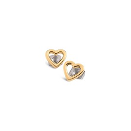 Boccia Polished Pure Titanium Heart Stud Earrings Silver with Gold-Plated Details Length: 8mm Width: 8.5mm 05029-02, Pure titanium, No Gemstone