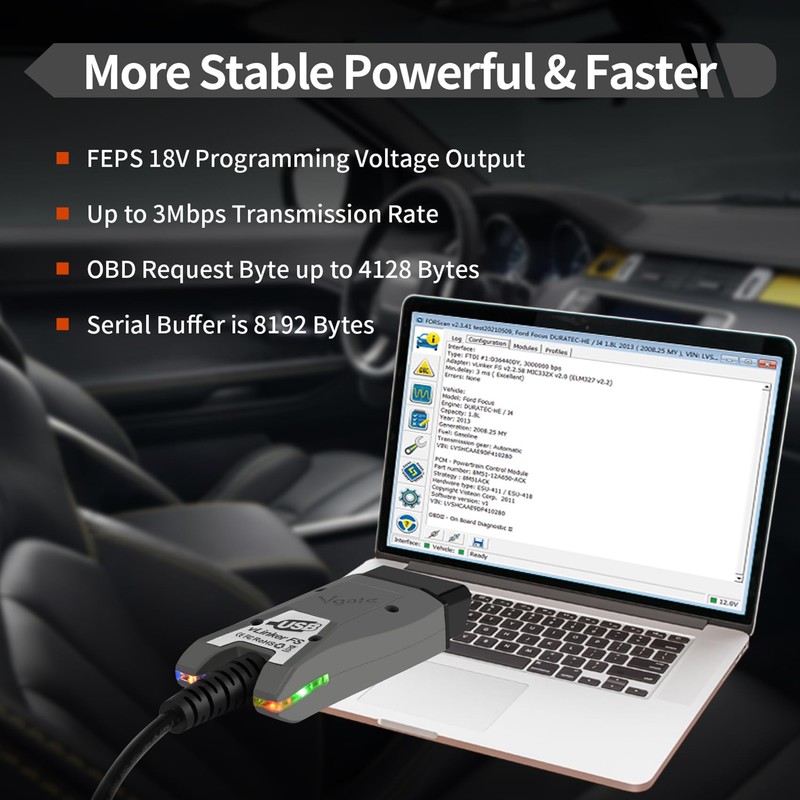 VGATE vLinker FS USB FORScan OBD2 Adapter for HS/MS-CAN Auto