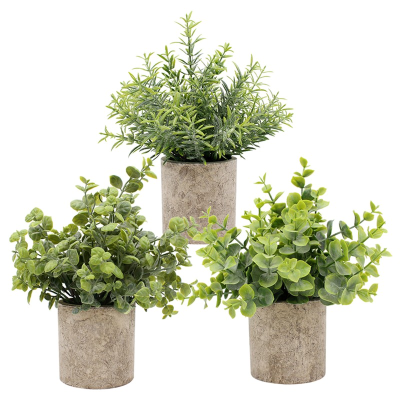 3pcs Potted Artificial Plant Fake Green Grass Leaves Artificial Simulation