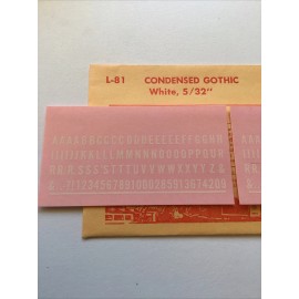 Champ Decals HO Scale L-81: Condensed Gothic White 5/32” Alphabet/Numer