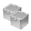 WDONAY 2 Pack Silver Tin Box Containers Metal Storage Box