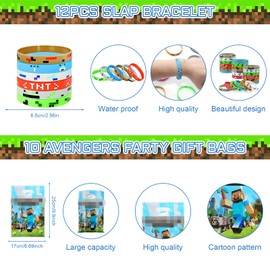 Gsnoniwi Children's Birthday Party Bag Set, 96 Pieces Party Bags with Invitation Cards, Key Chains, Gift Bags, Stickers, Slap Bracelets, Party Favours for Boys and Girls