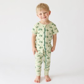 PARADE Organic Signature Print '2-Way' Zip Romper Short Sleeve Bicycles 6-12 Months