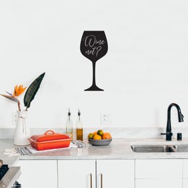Vinyl Wall Art Decal - Wine Not? - 11.5" x 25" - Bottle Wine Glass Shape Trendy Adult Drink Funny Quote Sticker for Work Office Gift Home Birthday Party Gifts Store Decor (Black)