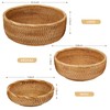Whalehub Natural Rattan Round Fruit Basket Bowls, Hand Woven Decor