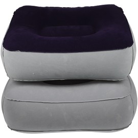 Tofficu 2 Pcs Inflatable Foot Pad Pillow, Portable Travel Foot Rest Pillow Relax Cushion, Flocking Pvc Travel Cushion for Airplane, Train, Car, Home, Office