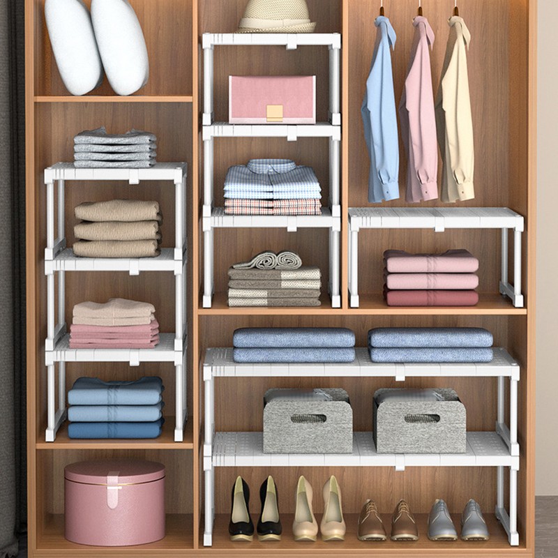 Expandable Closet Shelf Organizer Adjustable Space Saving Wardrobe Sink Tension