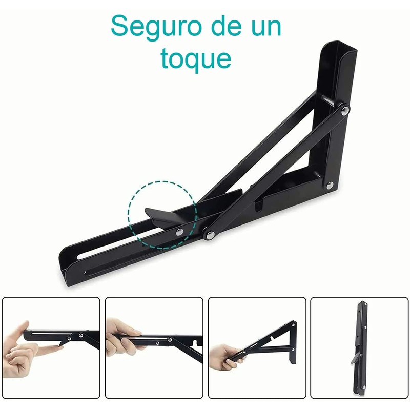 Vmingo Mensula Soporte Repisa Plegable Color Acero Brazo Abatible Escuadra