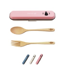 chat du café 4627178 EM Cutlery Set, Wood Grain x Pink