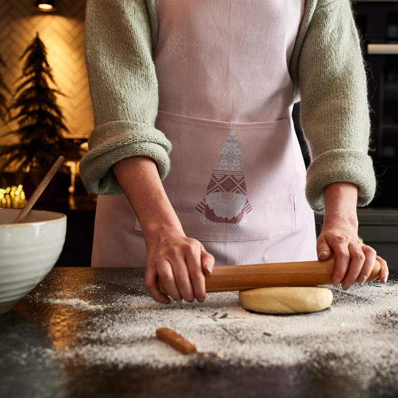 Ulster Weavers 100% Cotton Apron - Christmas Gnome (Pink, Adult),