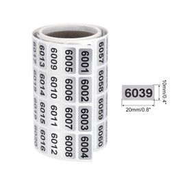 sourcing map 6001 to 7000 Consecutive Numbers Stickers Inventory Label Black Numbers for Numbering in Office Warehouse Classification