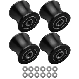 Exercise Roller Wheels Set Fit for Total Gym DLX DLX II III Adv DLX Pilates Pilates Pro 2500 3000 4000 570 2000, 4Pcs Fitness Exercise Equipment Replacement Wheels with 12Pcs Gaskets