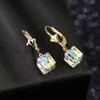 Austrian Crystal Cube Drop Earrings for Women Leverback Dangle Earrings