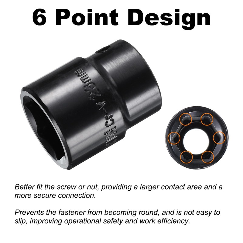 sourcing map 1/2" Drive 6 Point Pneumatic Socket 23mm Metric