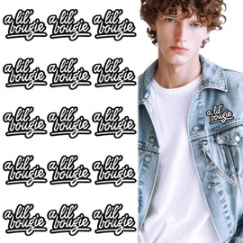 Mabor A Lil' Bougie Iron on Patches, 15Pcs Black and White Letter Iron on Patches Funny Embroidered Sew on Patches for Clothes Jeans Jackets Bags Hat Patches for Men Women