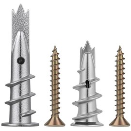 vsshe 80 PCS Heavy Duty Self Diamond Drywall Fixings, Metal Wall Plugs and Screws, Gold Cavity Original Plugs, Drywall Anchor Cavity Drywall Screws for Drywall Composite Board Wall Hanging Stuff