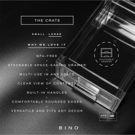 BINO | Stackable Storage Drawers, Large - Clear | THE CRATE COLLECTION | Storage Bins With Drawers | Bathroom Organizers | Under Sink Organizer | Vanity Cabinet Home Organization
