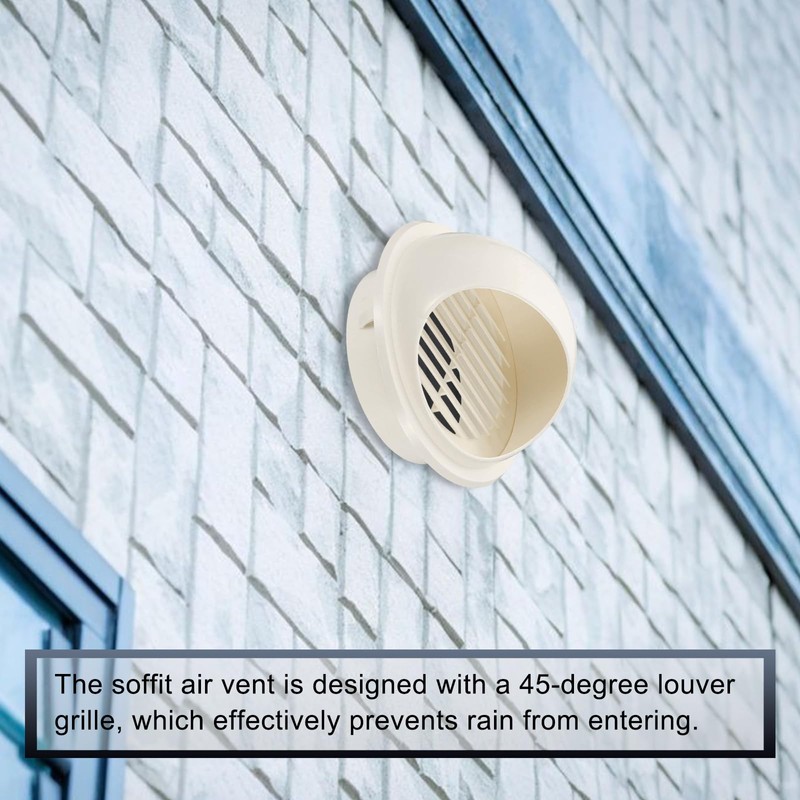 PATIKIL 3" Round Soffit Air Vents, 2 Pcs PVC Louver