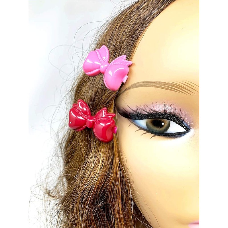 Tara Girls Self Hinge Bow Hair Barrettes - Pinks -