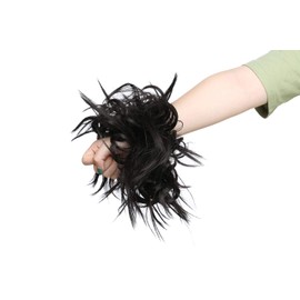 Tousled Updo Messy Bun Hair Piece Scrunchies Synthetic Wavy Bun Extensions Rubber Band Elastic Scrunchie Chignon Instant Ponytail Hairpiece for Women Dark Brown