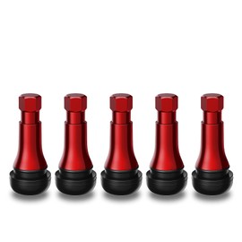 CKAuto TR413AC Red Chrome Rubber Snap-in Tire Valve Stems (5 Pack)