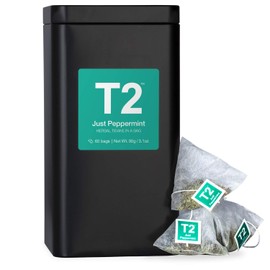 T2 Tea Just Peppermint Herbal Tea in Tea Caddy 60 Teabags, 1 x 60 Count