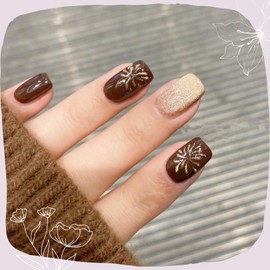 Nail Tip Short Winter Nail Gel Nail Seal Cute False Nail Nail Popular Korean Coming of Age Nail Supplies Seal Easy Off Nail Tip for Beginners Short Winter (KX-100254)