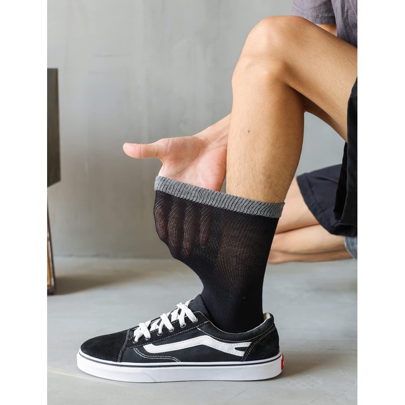 Yomandamor Men's Business Socks, Medium Cylinder, Black, 6 Pairs Set,
