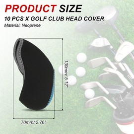 PATIKIL Golf Club Head Cover, 10 Pcs Number Golf Club Irons Covers with Hole Neoprene Driver Headcover Golf Lovers Gifts for Men Women, Light Blue/Red