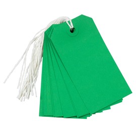 JAM PAPER Gift Tags with String - Medium - 4 3/4 x 2 3/8 - Green - 10/Pack