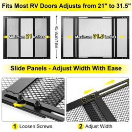 Gisafai 18 Inch High Adjustable RV Entry Screen Door Protector Grille for Dogs, Aluminum RV Screen Door Guard Fits Door Widths 22"- 31.5", RV Door Camper Screen Door Grill