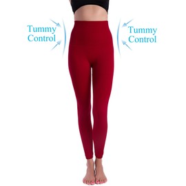 Homma High Waist Compression Leggings for Women Tummy Control Postpartum Leggings Seamless Yoga Workout Pants Red M