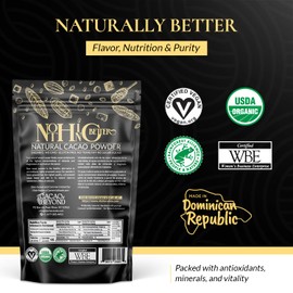 Organic Natural Cacao Powder 8oz – Unsweetened Natural Cocoa Powder from Cold-Pressed Dominican Cacao Beans – Keto, Paleo, Vegan, Gluten-Free, Non-GMO Superfood for Baking, Smoothies, Coffee Alternative
